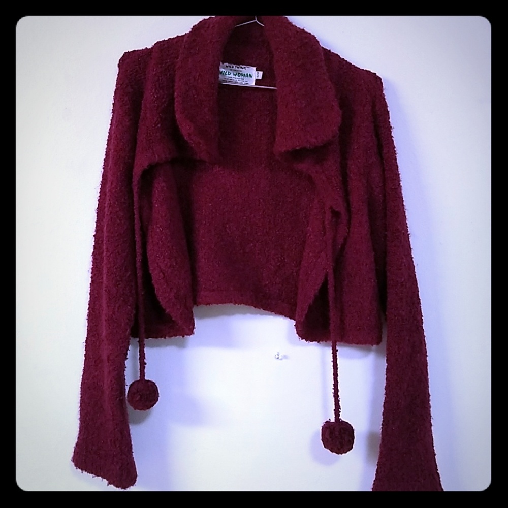 Handmade! Wild Woman Pom Pom Crop Sweater